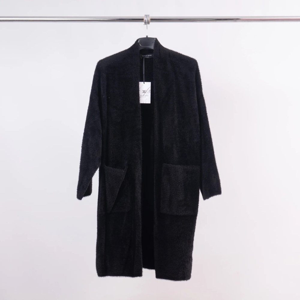 Cecile Wang Mid-Length Fur Coat with Two Pockets XS
